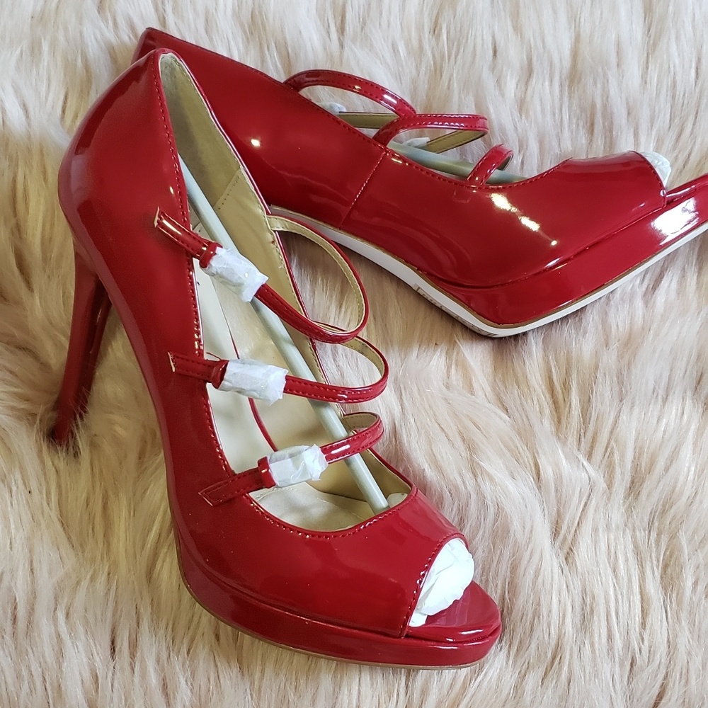 Red peep toe heel